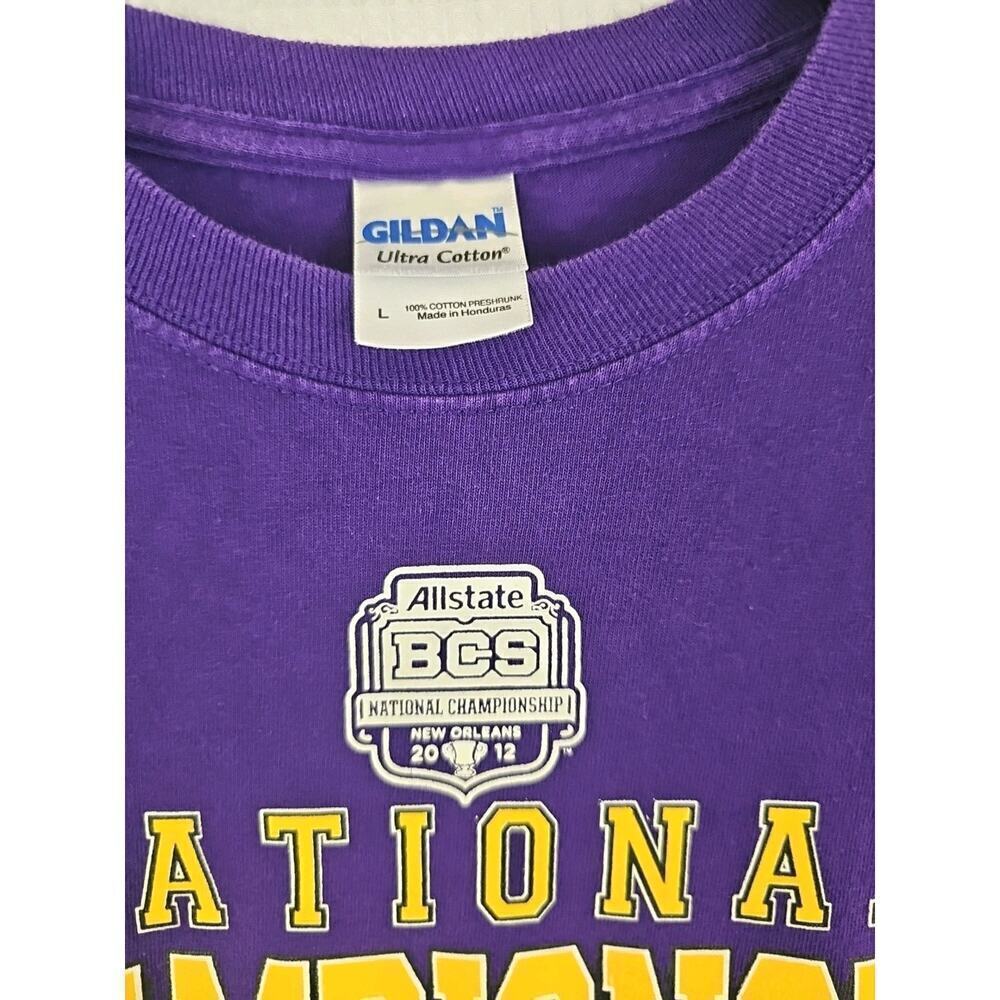LSU TIGERS New Orleans 2012 NATIONAL CHAMPIONS 2011 Purple T-Shirt Long Sleeve - Picture 7 of 11